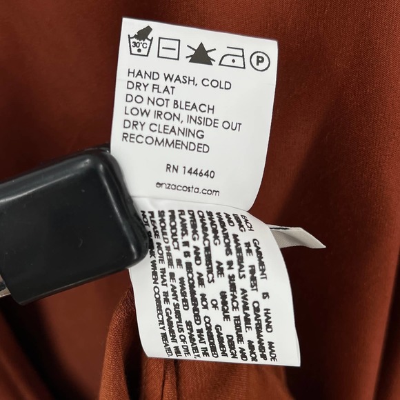 ENZA COSTA Dress Womens XS 0 Rust Satin Bias Slip Maxi Spaghetti Strap NWOT - Picture 10 of 16